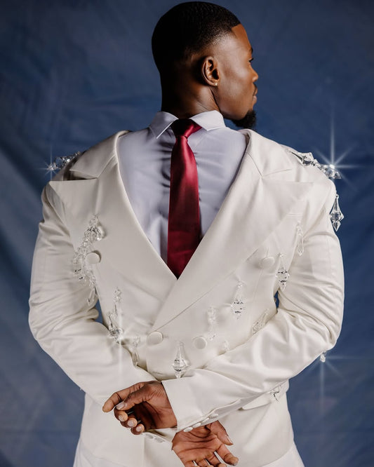 BACKWARD DOUBLE BREAST WITH CRYSTAL SUIT