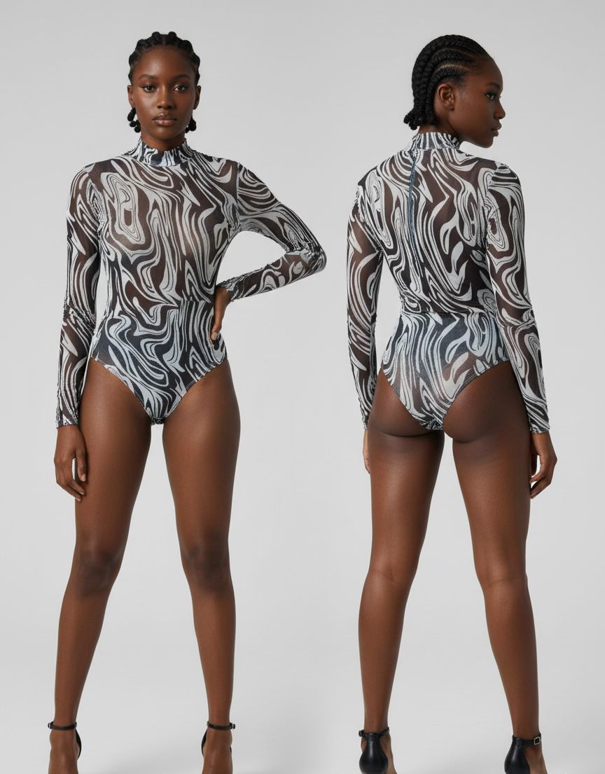 LADIES LONG SLEEVE BODICON (Transparent)