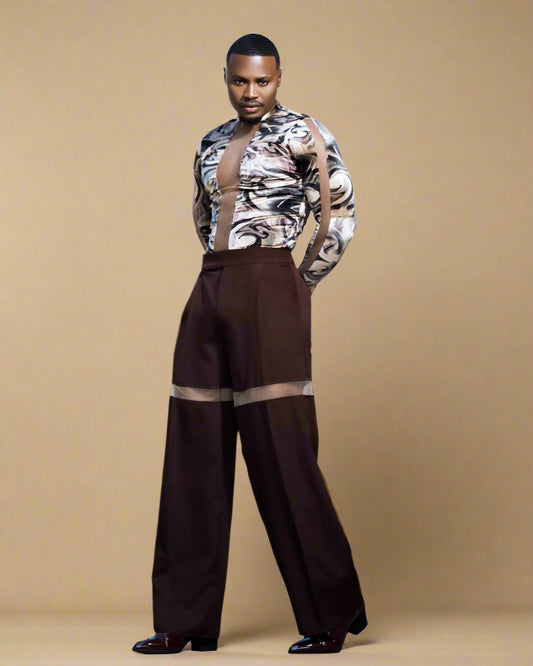 Plunging Velvet Shirt & Pants.