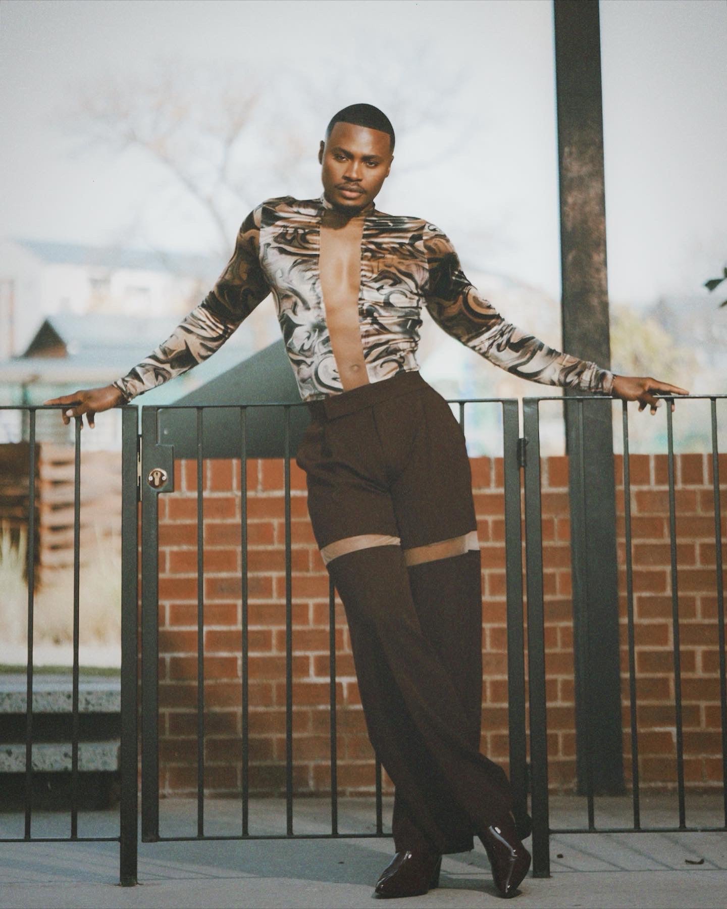 Plunging Velvet Shirt & Pants.