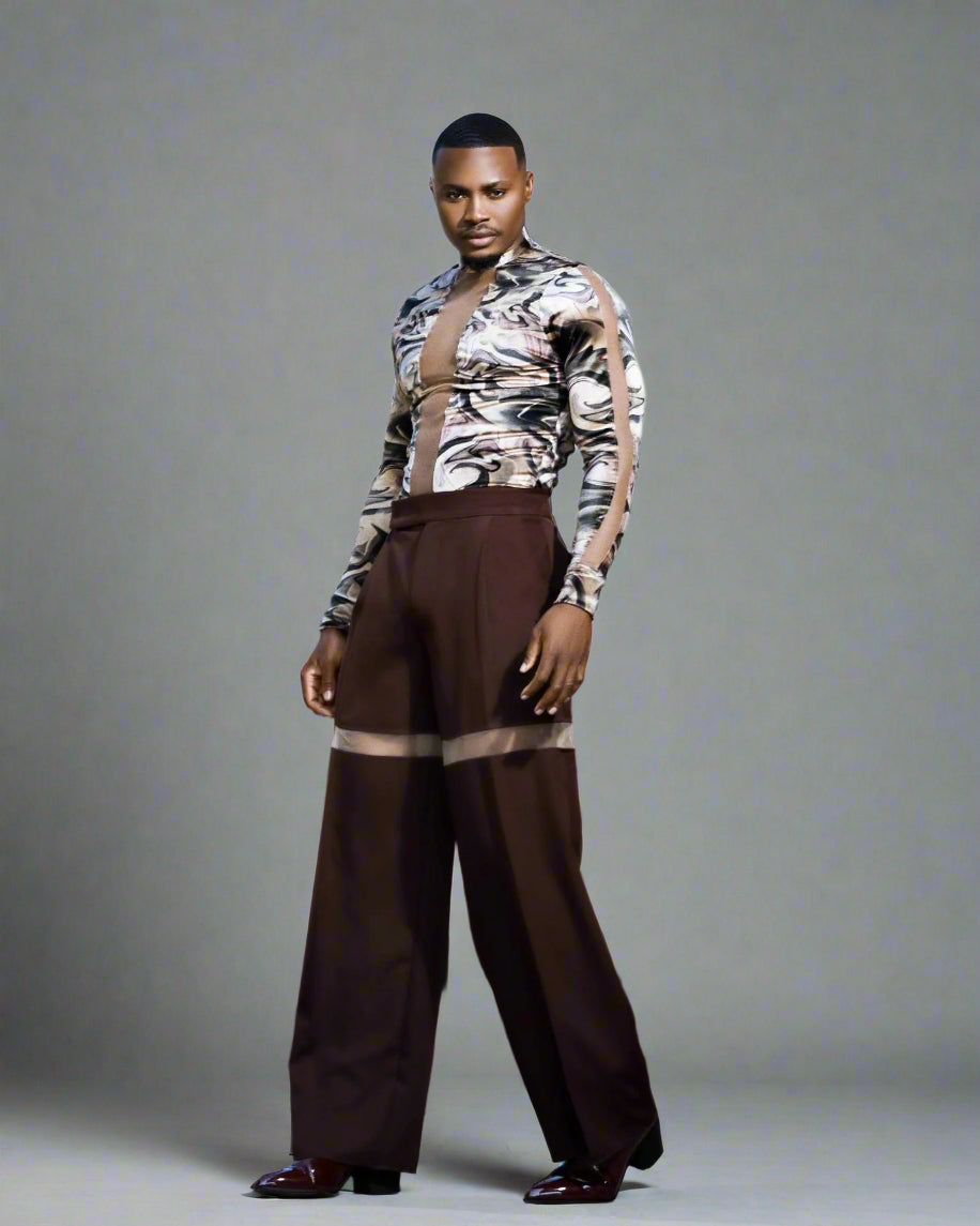 Plunging Velvet Shirt & Pants.