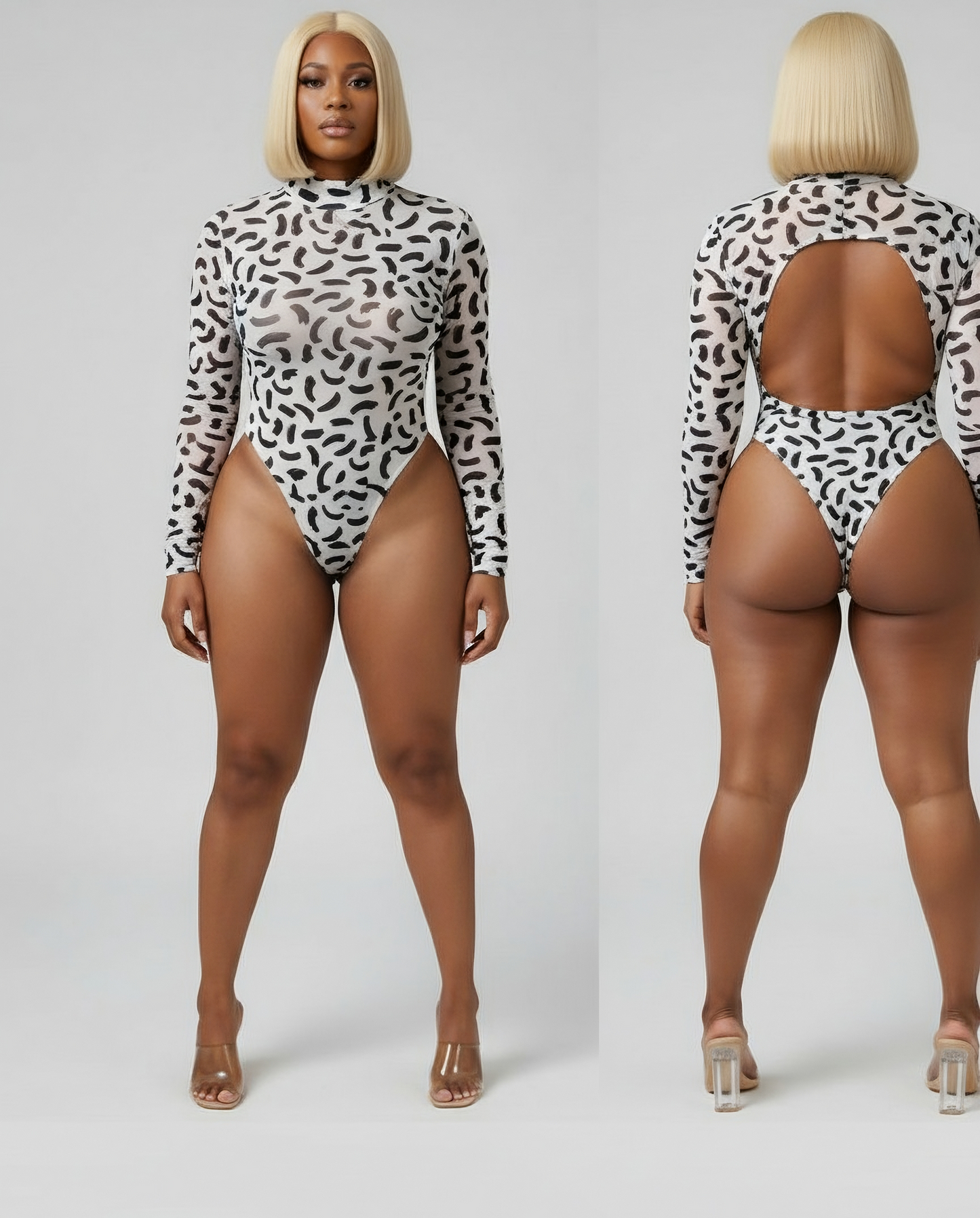 LADIES LONG SLEEVE BODICON (Transparent)